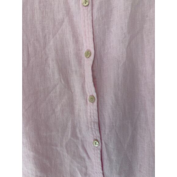 Orvis Button Down Shirt Pink Women's Linen Blend Long Sleeve Lagenlook Medium - Picture 3 of 11